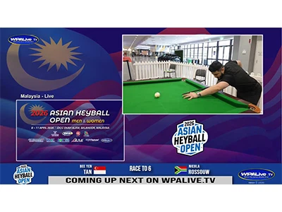 🎱 LIVE - در جلسه صبح روز سوم مسابقات آسیایی Heyball Open 2026 در حال افزایش است